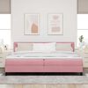 vidaXL Cama Box Spring LED com colch&atilde;o Rosa 200 x 200 cm Veludo