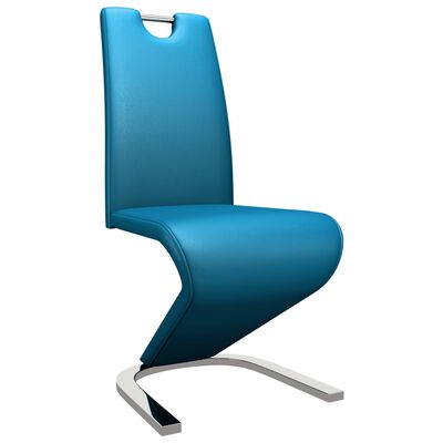 vidaXL Cadeiras de jantar ziguezague 2 pcs couro artificial azul
