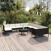 vidaXL 12 pcs conjunto lounge de jardim c/ almofad&otilde;es vime PE preto