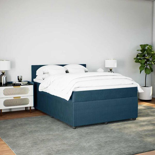 vidaXL Cama com molas/colch&atilde;o 140x200 cm veludo azul