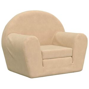 vidaXL Sof&aacute;-cama infantil peluche macio creme