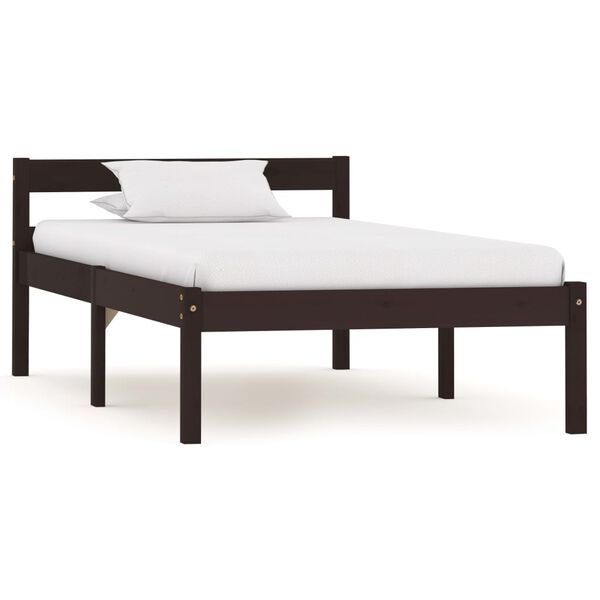 vidaXL Estrutura de cama c/ 2 gavetas 90x200 cm pinho castanho-escuro