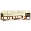 vidaXL Conjunto de Sof&aacute;s para Exterior 5 pcs Natural e Creme Poli&eacute;ster