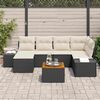 vidaXL Conjunto de Sof&aacute; de Jardim 7 pcs Preto e branco