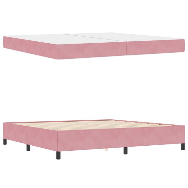 vidaXL Estrutura da Cama com colch&atilde;o Rosa 200 x 200 cm tecido
