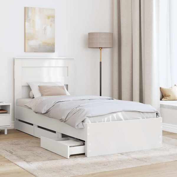 vidaXL Estrutura da Cama Branco 90 x 190 cm Madeira de Engenharia