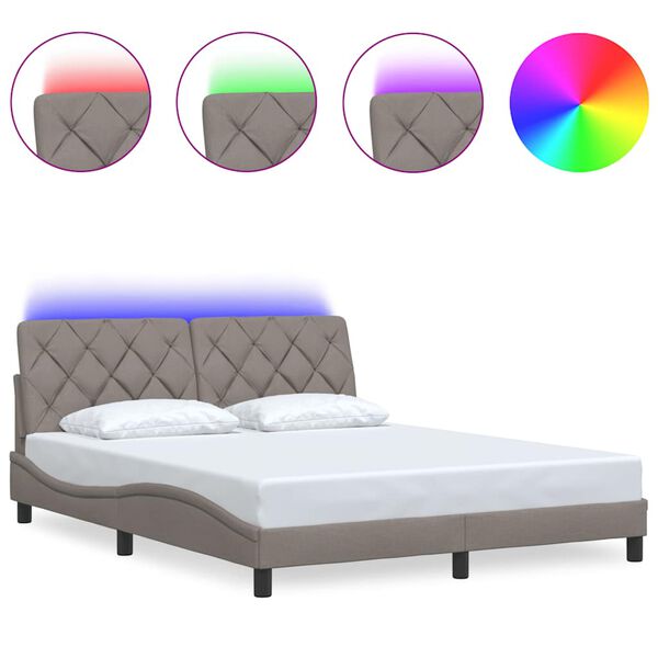 vidaXL Estrutura de cama com LED sem colch&atilde;o 160x200 cm tecido