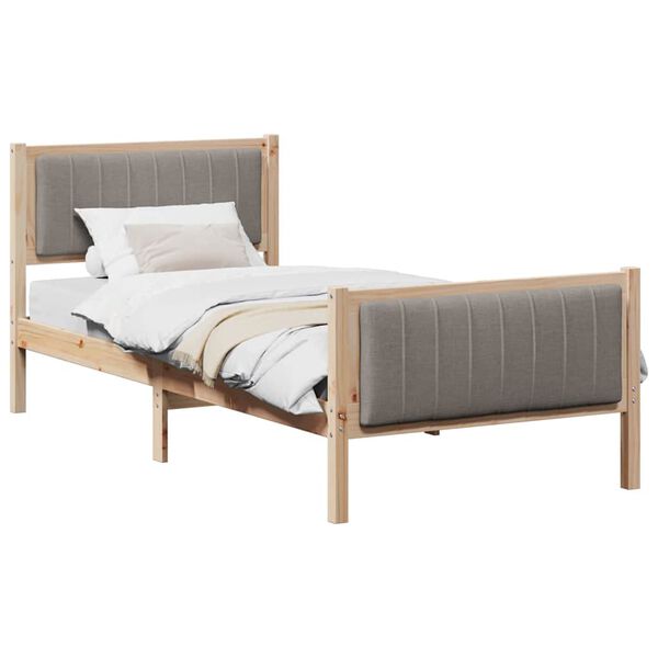 vidaXL Estrutura da cama com cabeceira Marrom e taupe 90 x 190 cm