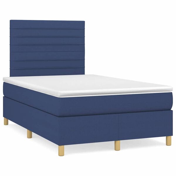 vidaXL Cama boxspring com colch&atilde;o 120x190 cm tecido azul