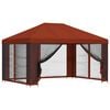 vidaXL Gazebo com paredes laterais 4 &times; 3 m Terracota Poli&eacute;ster e A&ccedil;o
