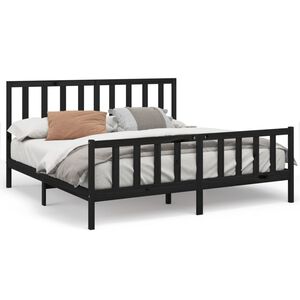 vidaXL Estrutura de cama 200x200 cm madeira de pinho maci&ccedil;a preto
