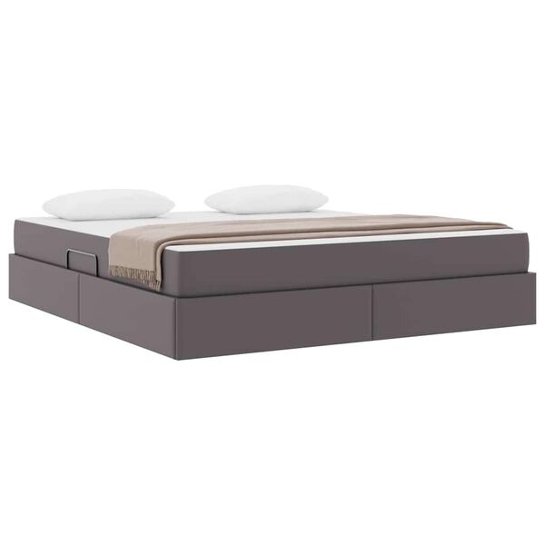 vidaXL Cama com arruma&ccedil;&atilde;o e colch&atilde;o com colch&atilde;o 2 pcs Cinzeto Couro