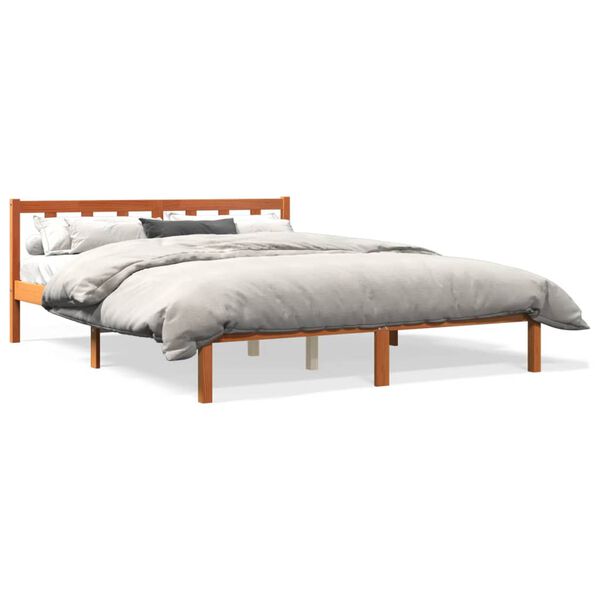 vidaXL Cama sem colchão 150x200 cm madeira pinho maciça castanho-mel