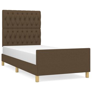 vidaXL Estrutura de cama sem colch&atilde;o 100x200 cm tecido castanho-escuro