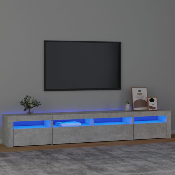 vidaXL Móvel de TV com luzes LED 240x35x40 cm cinzento cimento