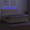 vidaXL Cama box spring c/ colch&atilde;o e LED 200x200 cm tecido cor creme