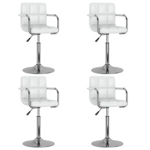 vidaXL Cadeiras de jantar girat&oacute;rias 4 pcs couro artificial branco