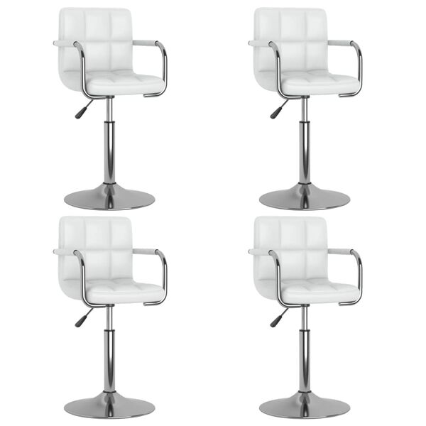 vidaXL Cadeiras de jantar girat&oacute;rias 4 pcs couro artificial branco