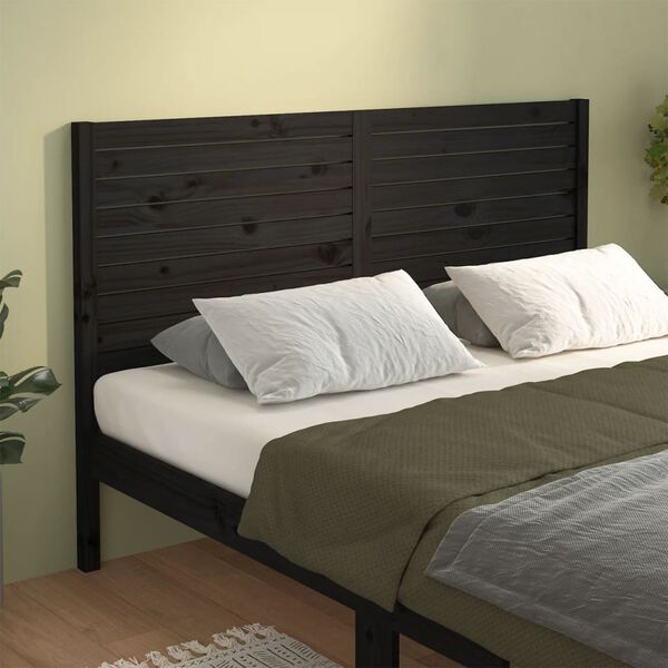 vidaXL Cabeceira de cama 156x4x100 cm pinho maciço preto