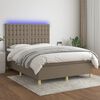 vidaXL Cama box spring colch&atilde;o/LED 140x190cm tecido cinza-acastanhado