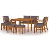 vidaXL 9 pcs conjunto de jantar p/ jardim c/ almofad&otilde;es ac&aacute;cia maci&ccedil;a