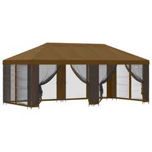 vidaXL Gazebo com paredes laterais 6 x 3 m Cinzento-acastanhado