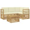 vidaXL Conjunto de Sof&aacute;s para Exterior 5 pcs Branco e Creme Poli&eacute;ster