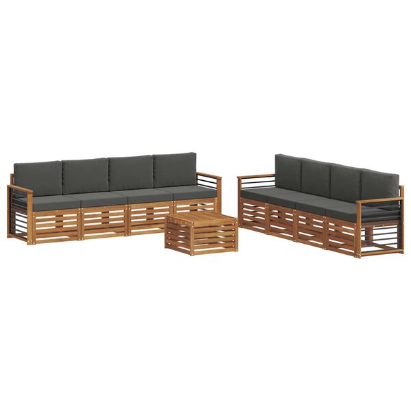 vidaXL Conjuntos de sof&aacute;s com almofada 9 pcs Natural e Antracite