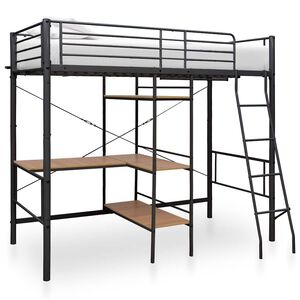 vidaXL Beliche com secret&aacute;ria 90x200 cm metal cinzento