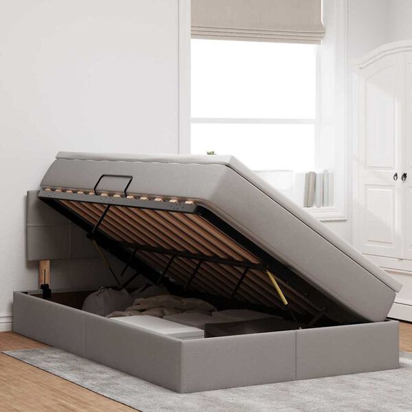 vidaXL Cama com arruma&ccedil;&atilde;o e colch&atilde;o Cinzento-acastanhado 120 x 200 cm