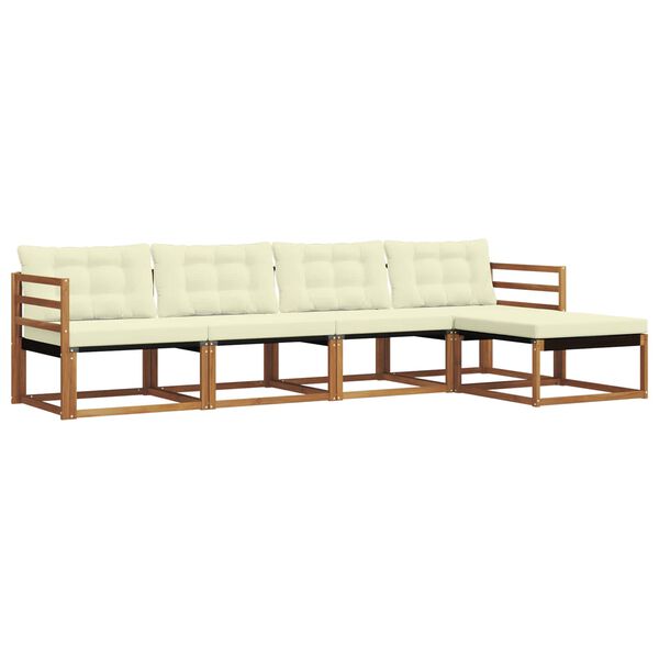 vidaXL Conjunto de Sof&aacute;s para Exterior 5 pcs Natural e Creme
