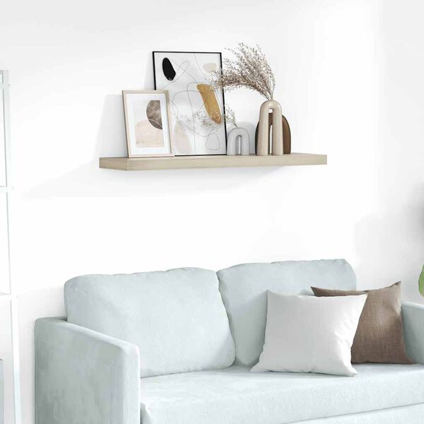 vidaXL Prateleira de parede suspensa 90x23,5x3,8 cm MDF cor carvalho