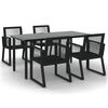 vidaXL Conjunto de jantar para jardim 5 pcs vime PVC preto