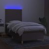 vidaXL Cama box spring + colch&atilde;o/LED 90x200cm tecido cinza-acastanhado
