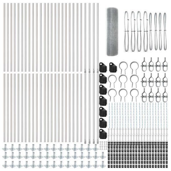 vidaXL Poste de Cerca Prateado 100 x 0,5 m (malha de 25 x 25 mm) A&ccedil;o