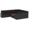 vidaXL 11 pcs conjunto sof&aacute;s de jardim c/ almofad&otilde;es vime PE preto