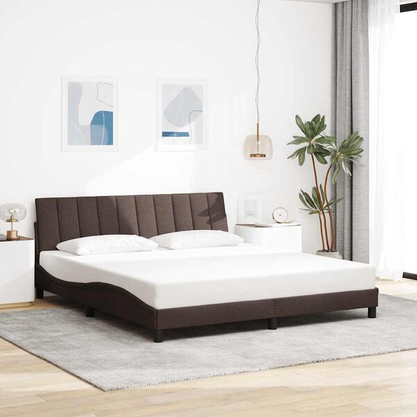 vidaXL Estrutura de cama sem colch&atilde;o Hanko 180x200 cm tecido castanho-escuro
