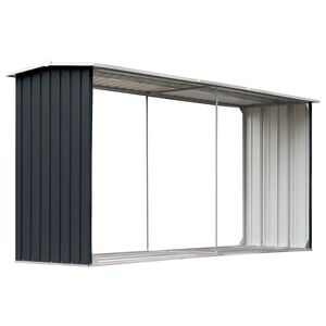 vidaXL Abrigo jardim p/ arruma&ccedil;&atilde;o troncos a&ccedil;o 330x92x153cm antracite