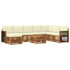 vidaXL Conjunto de Sof&aacute;s para Exterior 7 unid. Natural e Creme
