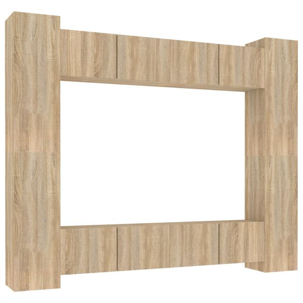 vidaXL Conjunto m&oacute;veis de TV 8 pcs madeira processada carvalho sonoma