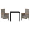 vidaXL Conjunto de Jantar para Jardim 3 pcs Cinzeto A&ccedil;o revestido a p&oacute;