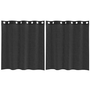 vidaXL Cortinas de voile com ilh&oacute;s 2 pcs preto 140x140 cm