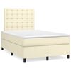 vidaXL Cama com molas/colch&atilde;o 120x200 cm couro artificial cor creme