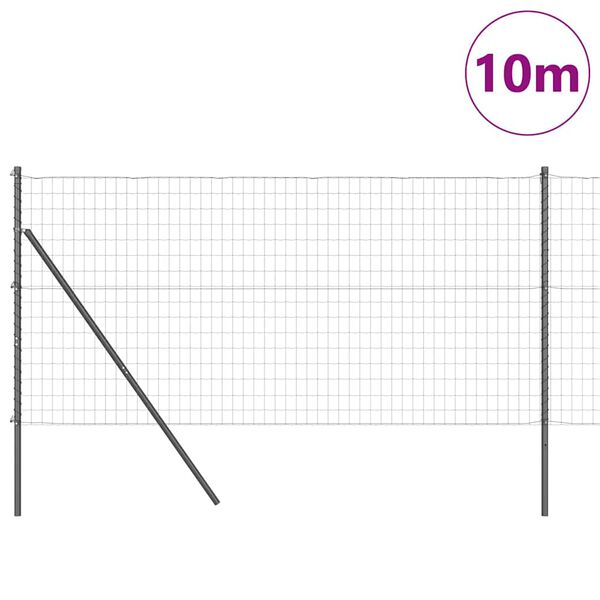 vidaXL Cerca com Postes Cinzeto 1.2 x 10 m A&ccedil;o