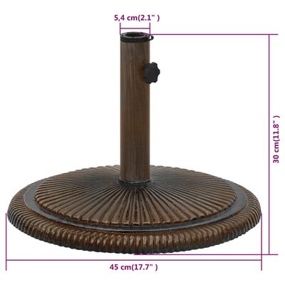 vidaXL Base para guarda-sol ferro fundido 45x45x30 cm bronze