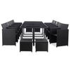 vidaXL 15 pcs conjunto jantar exterior com almofad&otilde;es vime PE preto