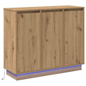 vidaXL Aparador LED Carvalho Artesanal 90 x 32 x 75 cm