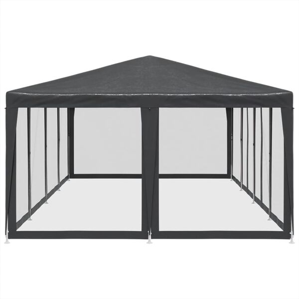 vidaXL Tenda p/ festas 12 paredes laterais malha 8x4 m PEAD antracite