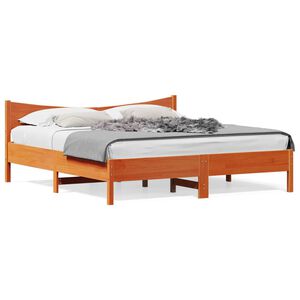 vidaXL Cama sem colch&atilde;o 200x200 cm pinho maci&ccedil;o castanho-mel