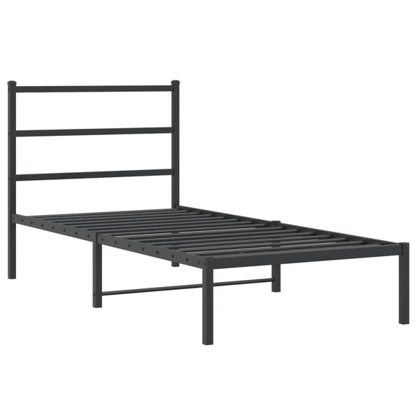 vidaXL Estrutura de cama com cabeceira 90x190 cm metal preto